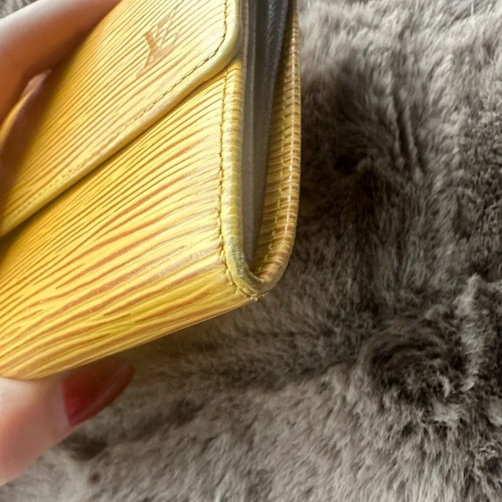Louis Vuitton Yellow Epi Long Wallet with Purple Interior.